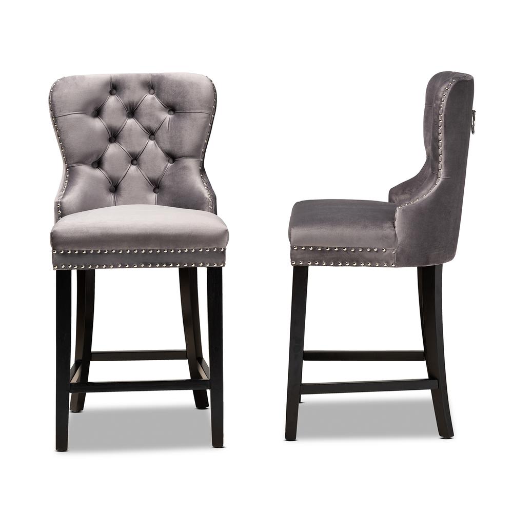 Dark Brown Finished Wood 2-Piece Counter Stool Set. Picture 12