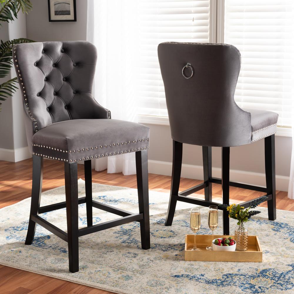 Dark Brown Finished Wood 2-Piece Counter Stool Set. Picture 16