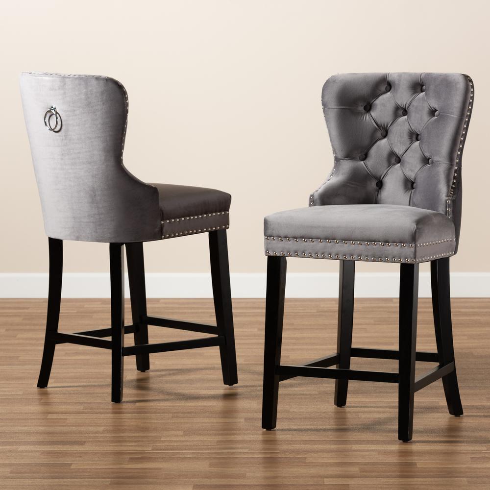 Dark Brown Finished Wood 2-Piece Counter Stool Set. Picture 17