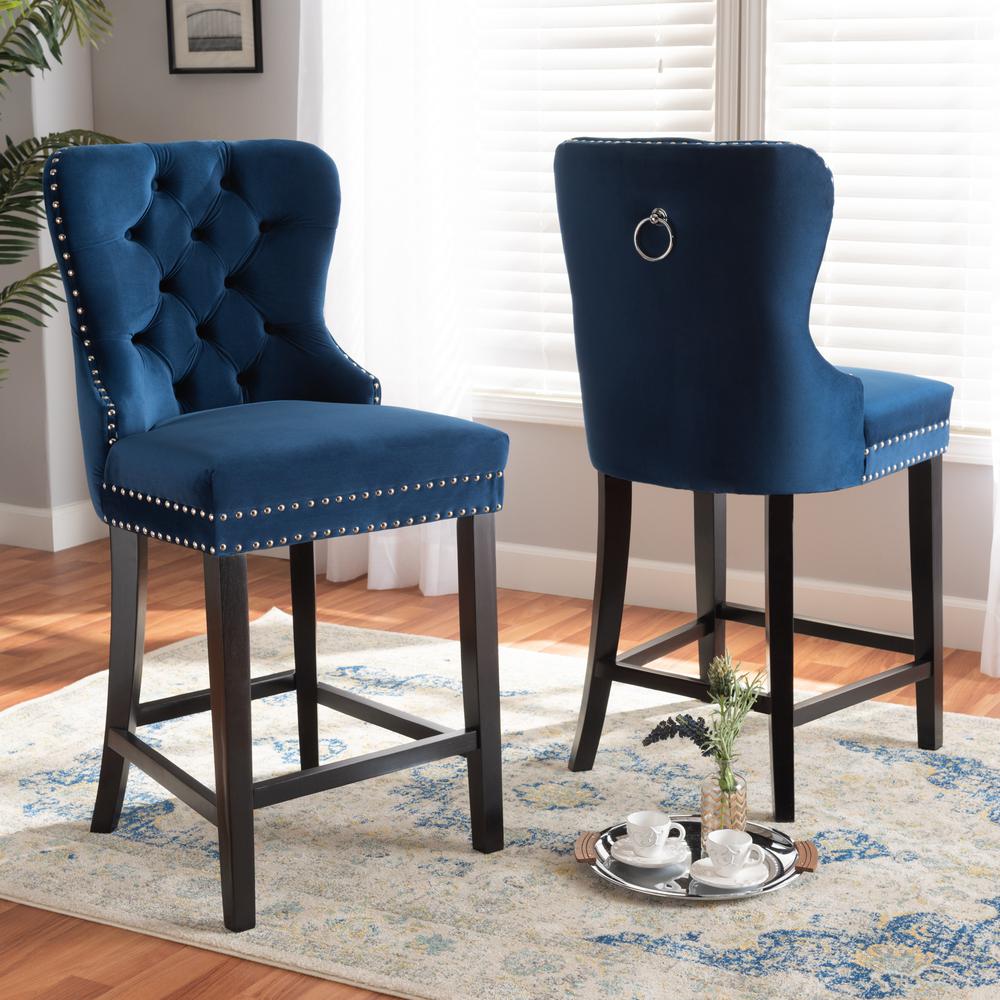 Dark Brown Finished Wood 2-Piece Counter Stool Set. Picture 16