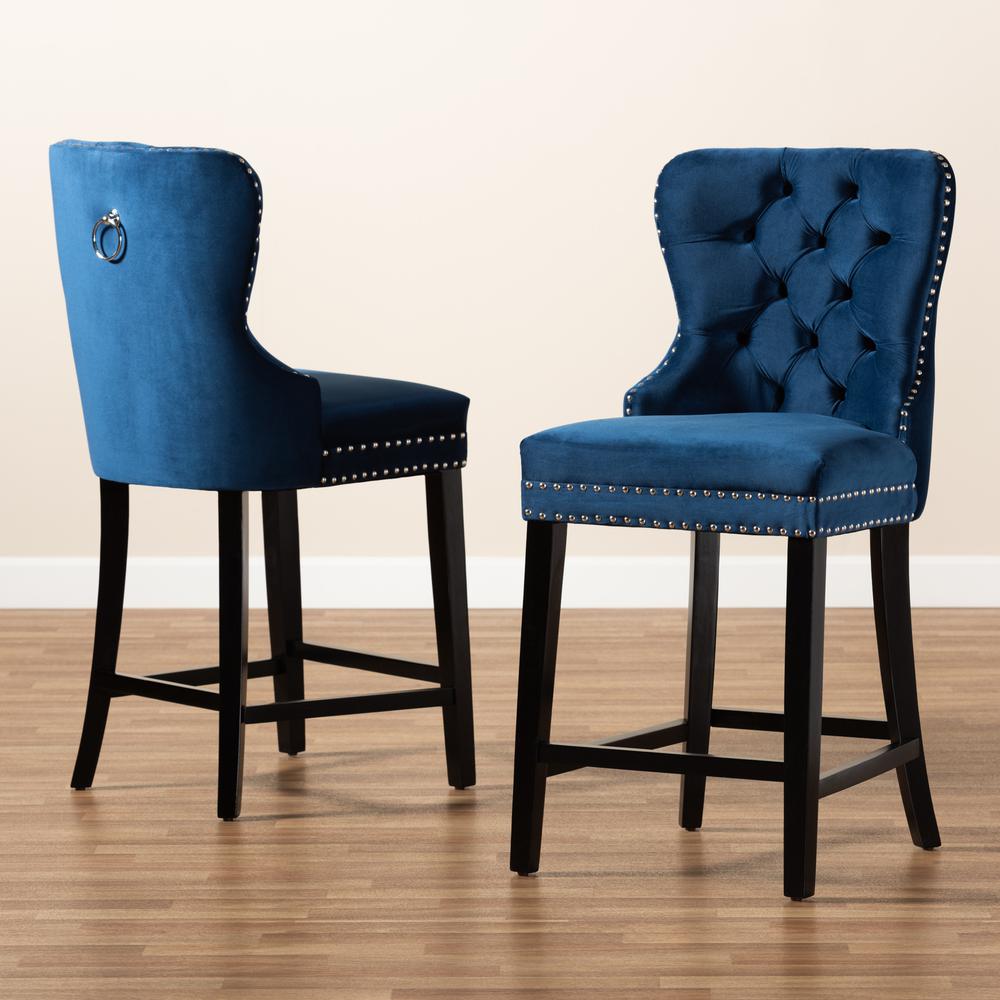 Dark Brown Finished Wood 2-Piece Counter Stool Set. Picture 17