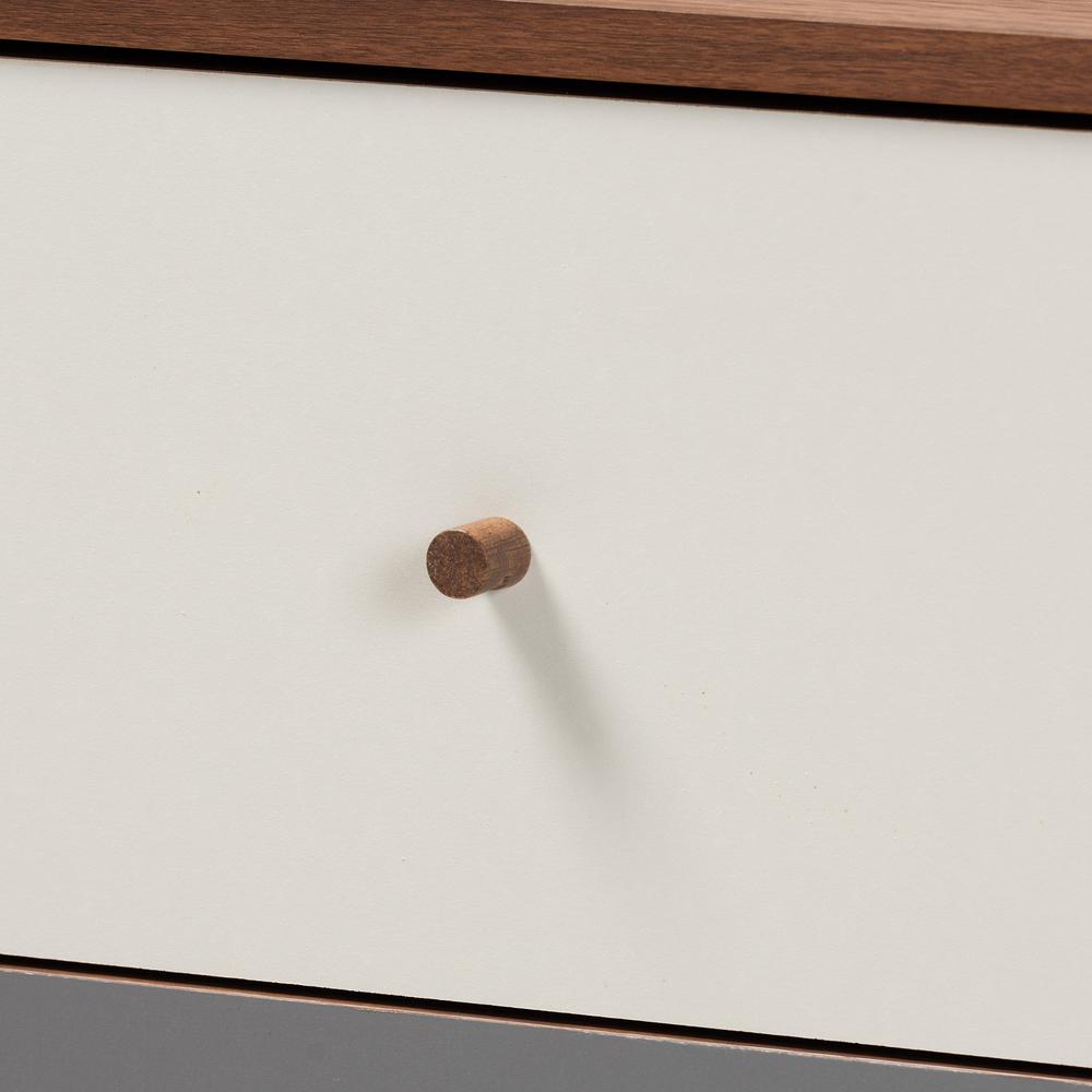 Multicolor Walnut Brown and Grey Gradient Finished Wood 3-Drawer Chest. Picture 14