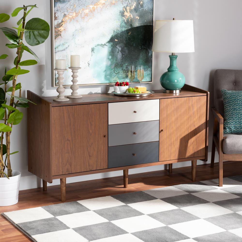 Grey Gradient Finished Wood 2-Door Dining Room Sideboard Buffet. Picture 16