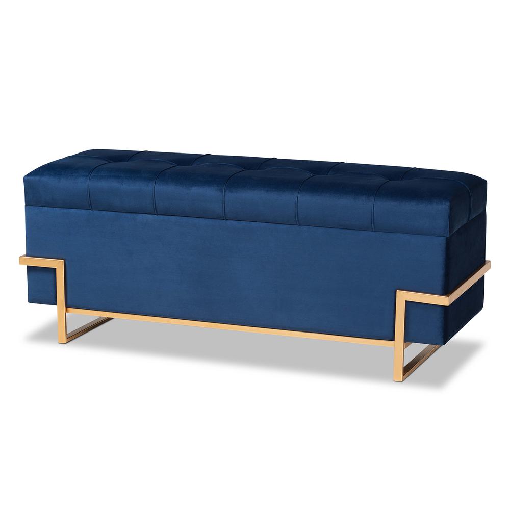Gold Metal Finished Storage Ottoman. Picture 12