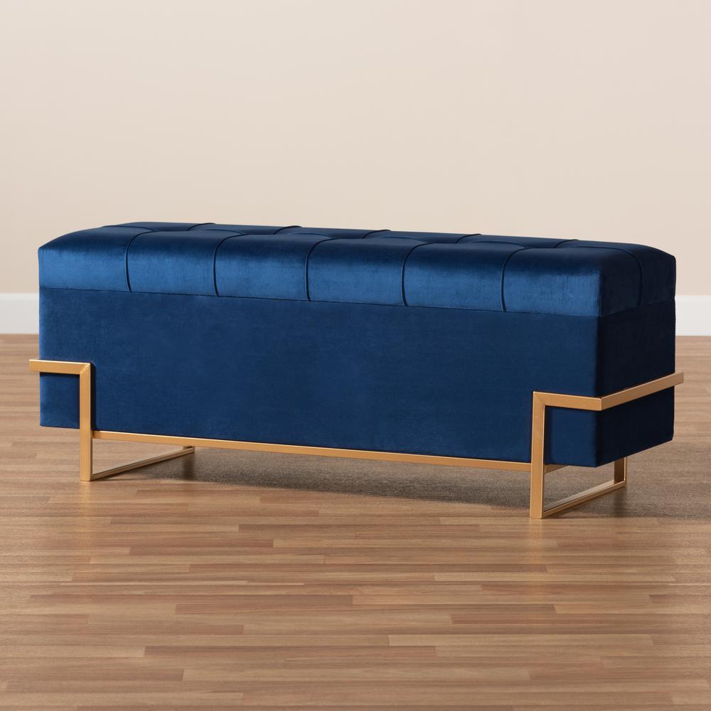 Gold Metal Finished Storage Ottoman. Picture 21