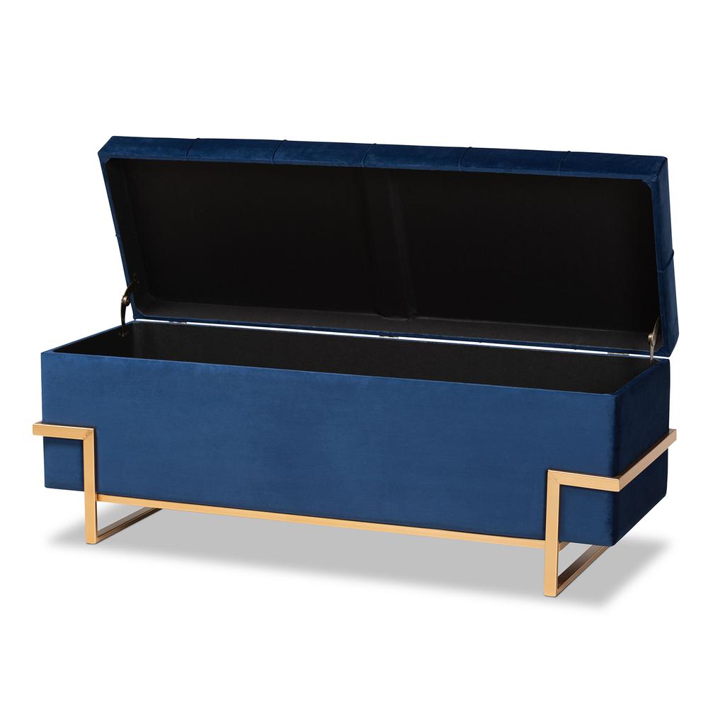 Gold Metal Finished Storage Ottoman. Picture 13