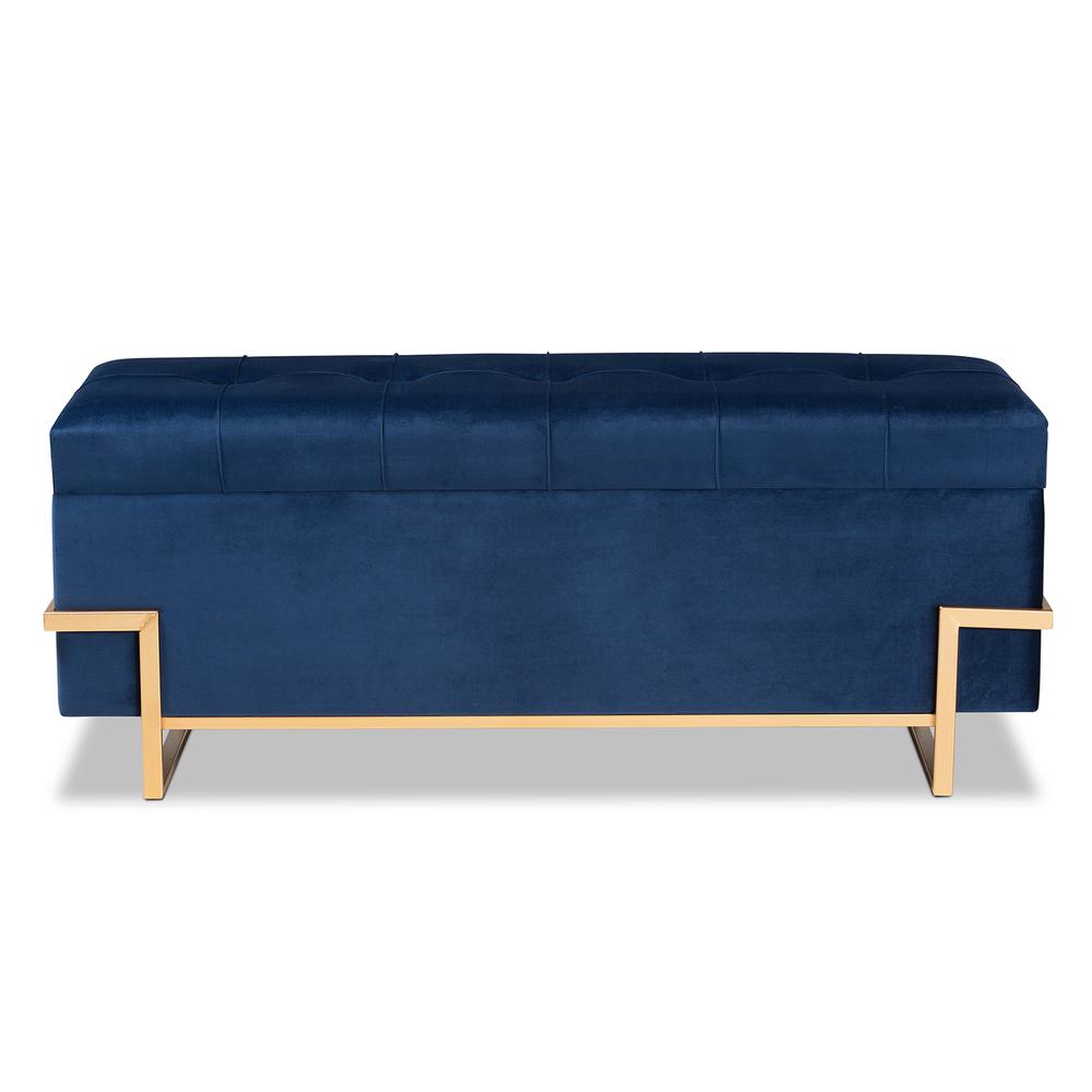 Gold Metal Finished Storage Ottoman. Picture 14