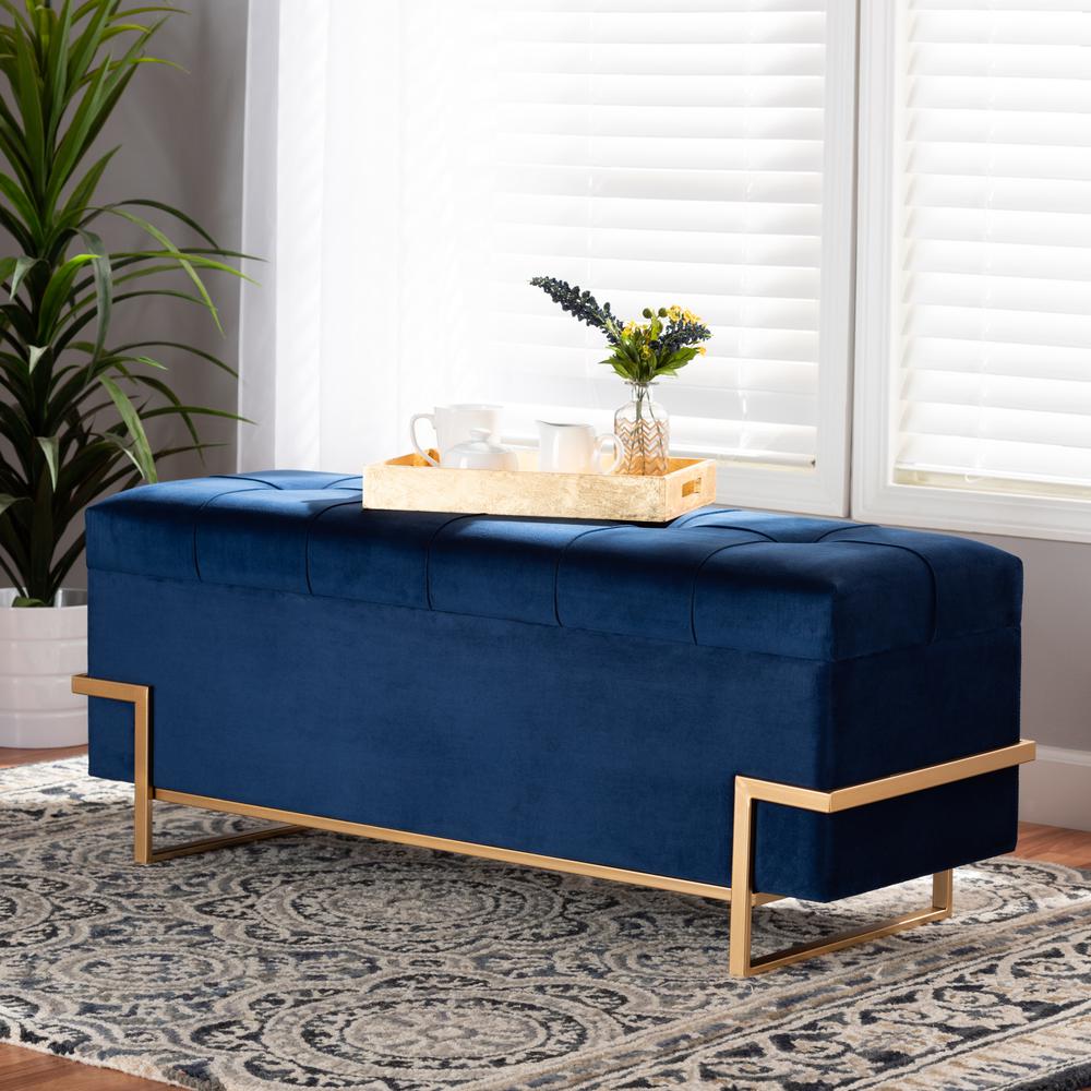 Gold Metal Finished Storage Ottoman. Picture 19