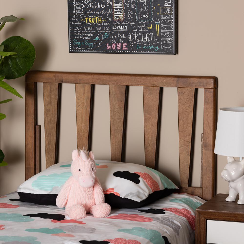 Duncan Modern and Contemporary Ash Walnut Finished Wood Twin Size Headboard. Picture 9