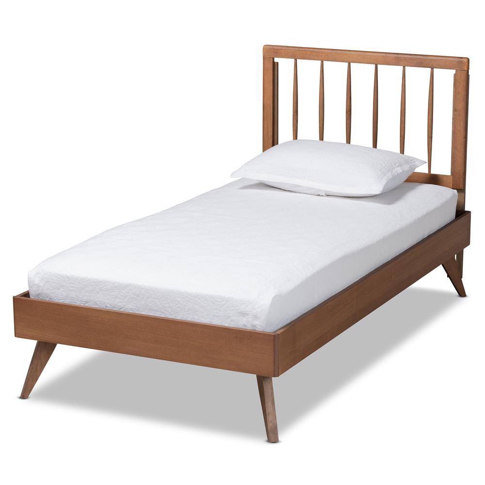 Toru Mid-Century Modern Ash Walnut Finished Wood Twin Size Platform Bed. Picture 10