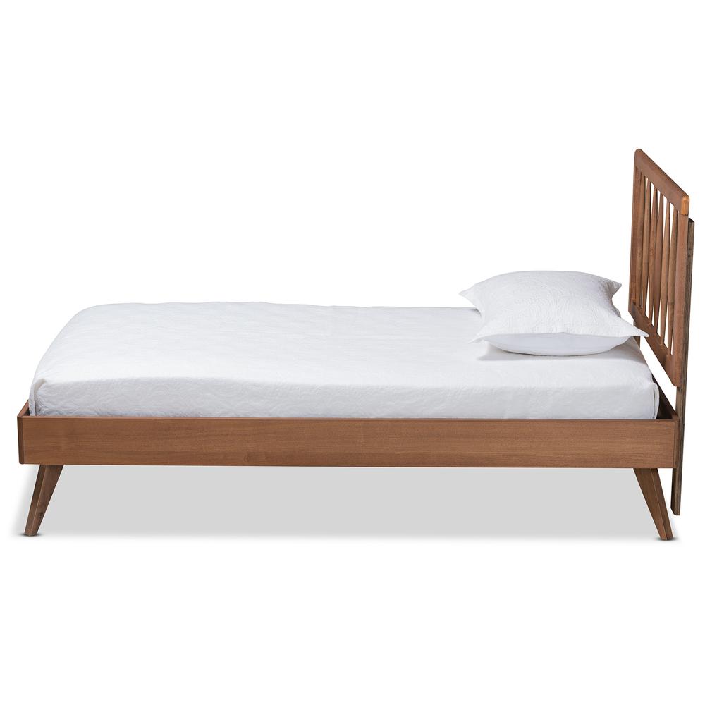Toru Mid-Century Modern Ash Walnut Finished Wood Twin Size Platform Bed. Picture 11