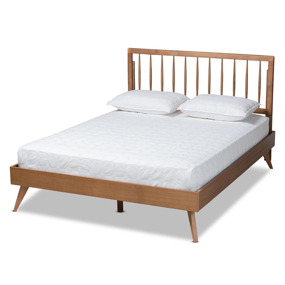 Toru Mid-Century Modern Ash Walnut Finished Wood Full Size Platform Bed. Picture 12