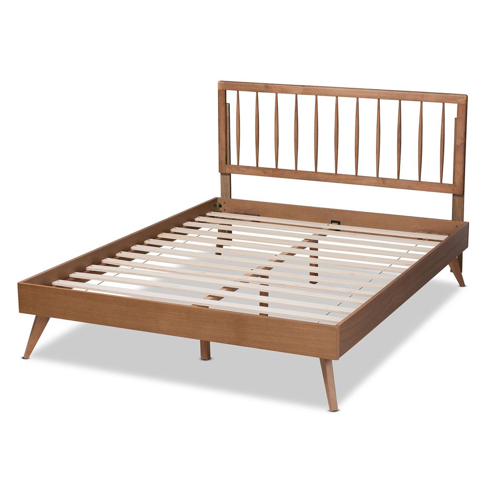 Toru Mid-Century Modern Ash Walnut Finished Wood Full Size Platform Bed. Picture 14
