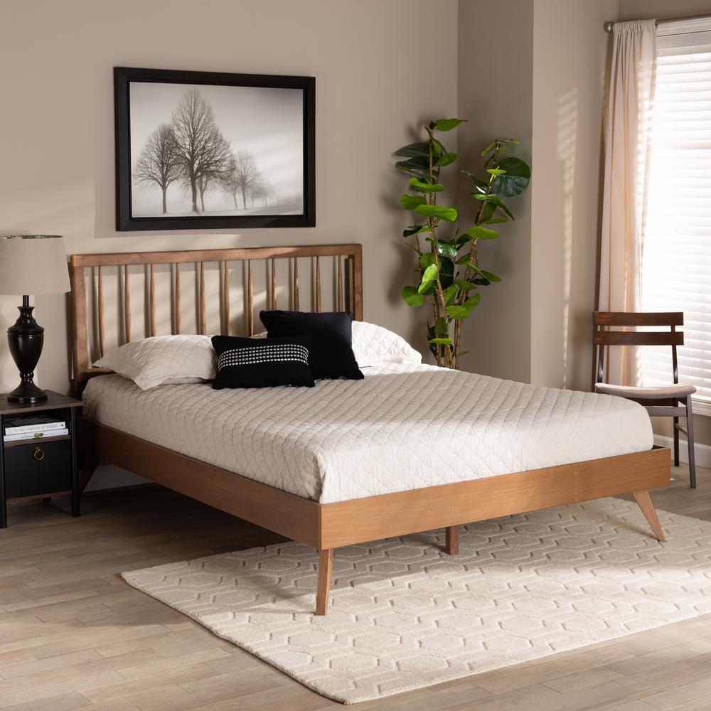 Toru Mid-Century Modern Ash Walnut Finished Wood Full Size Platform Bed. Picture 17