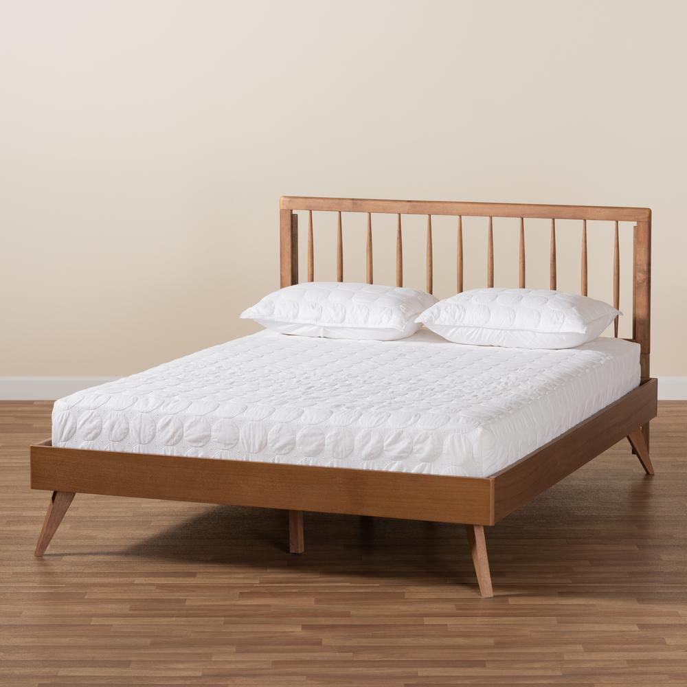 Toru Mid-Century Modern Ash Walnut Finished Wood Full Size Platform Bed. Picture 18