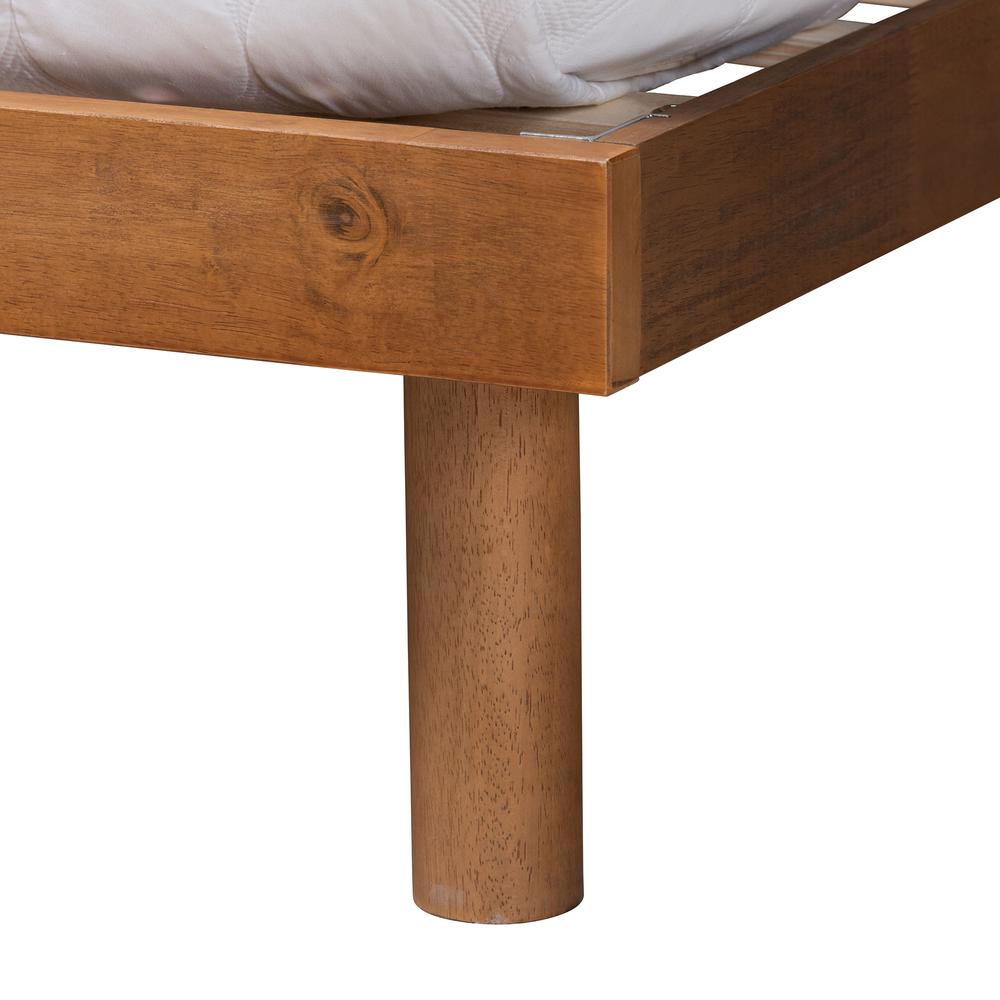 Petra Mid-Century Modern Ash Walnut Finished Wood Full Size Platform Bed. Picture 15