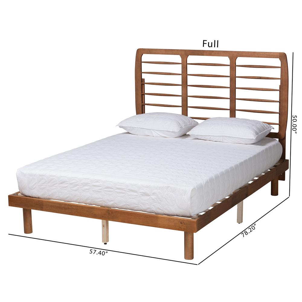 Petra Mid-Century Modern Ash Walnut Finished Wood Full Size Platform Bed. Picture 18