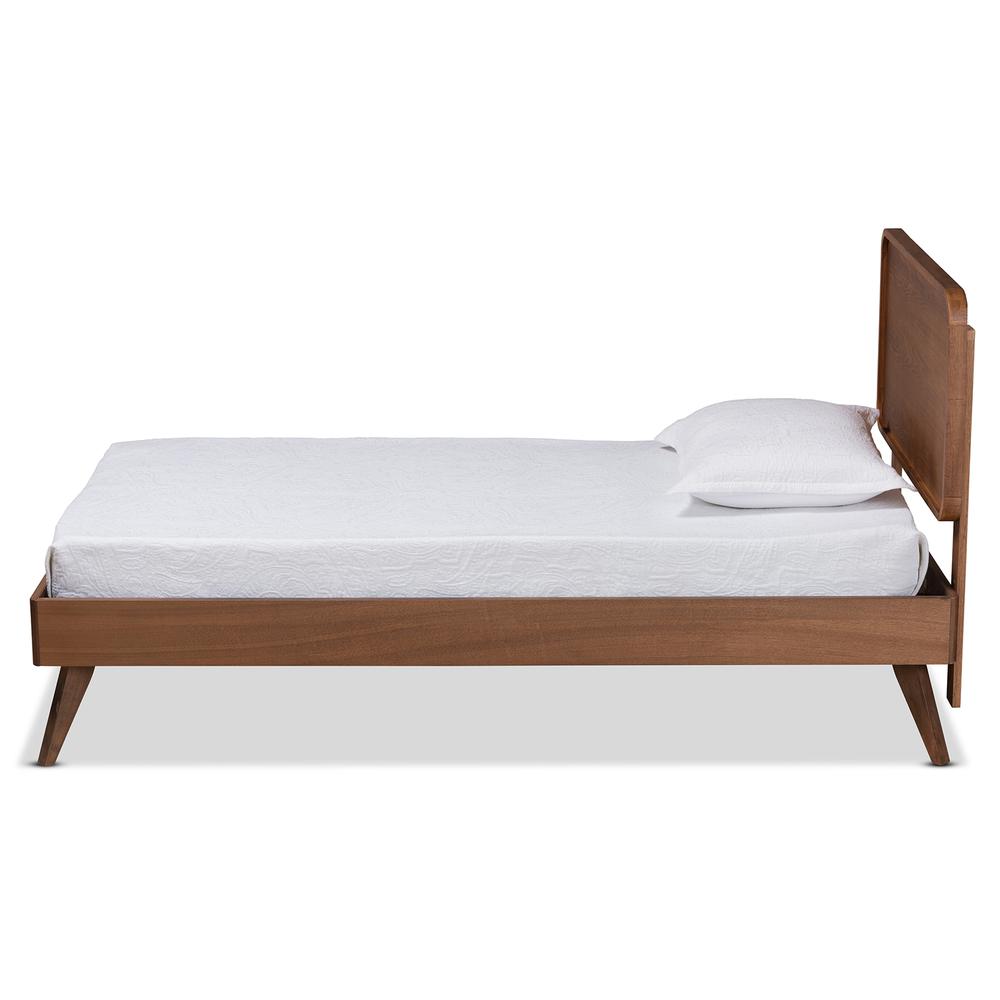 Transitional Walnut Brown Finished Wood Twin Size Platform Bed. Picture 11