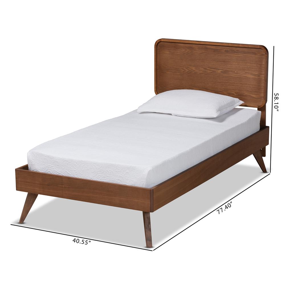 Transitional Walnut Brown Finished Wood Twin Size Platform Bed. Picture 17