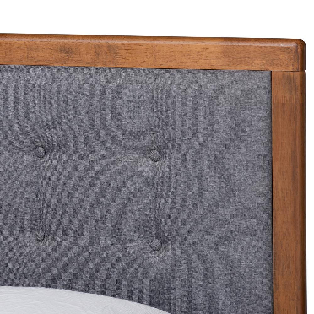 Walnut Brown Finished Wood Twin Size Platform Bed. Picture 13