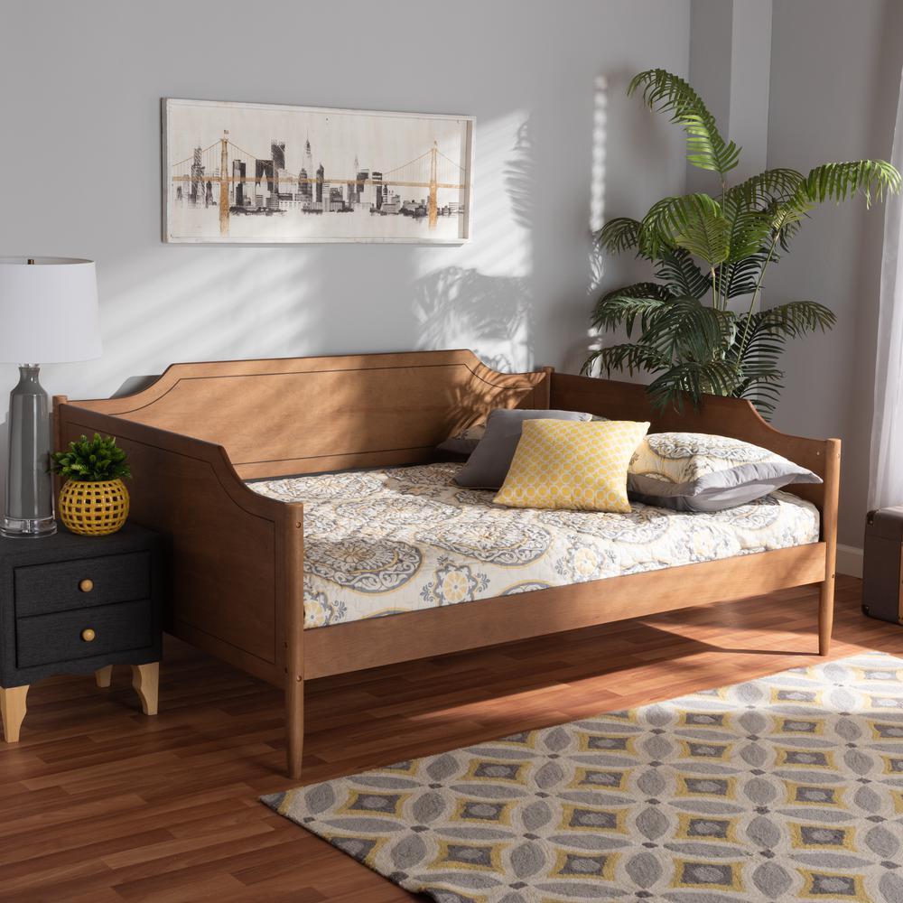 Alya Classic Traditional Farmhouse Walnut Brown Finished Wood Full Size Daybed. Picture 14