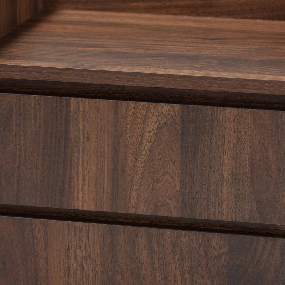 Hale Modern and Contemporary Walnut Brown Finished Wood 1-Door Nightstand. Picture 13