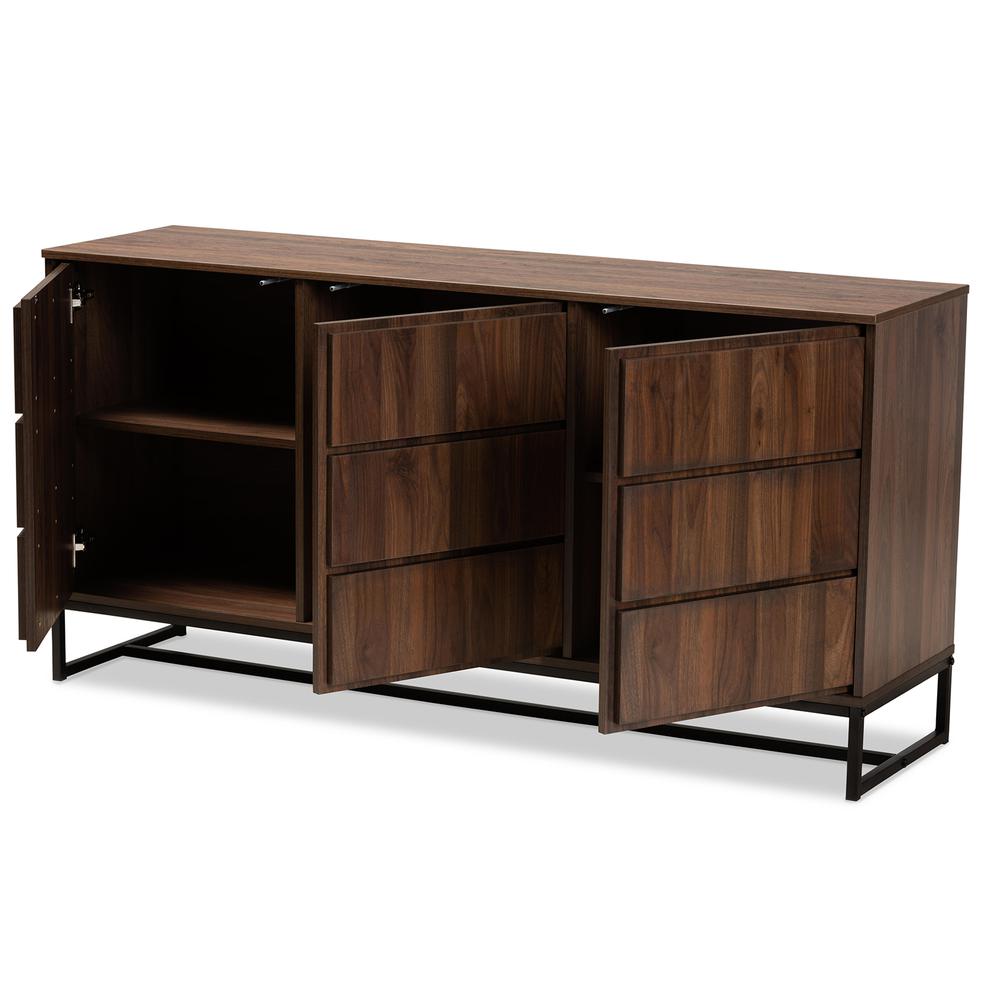 Black Finished Metal 3-Door Dining Room Sideboard Buffet. Picture 11
