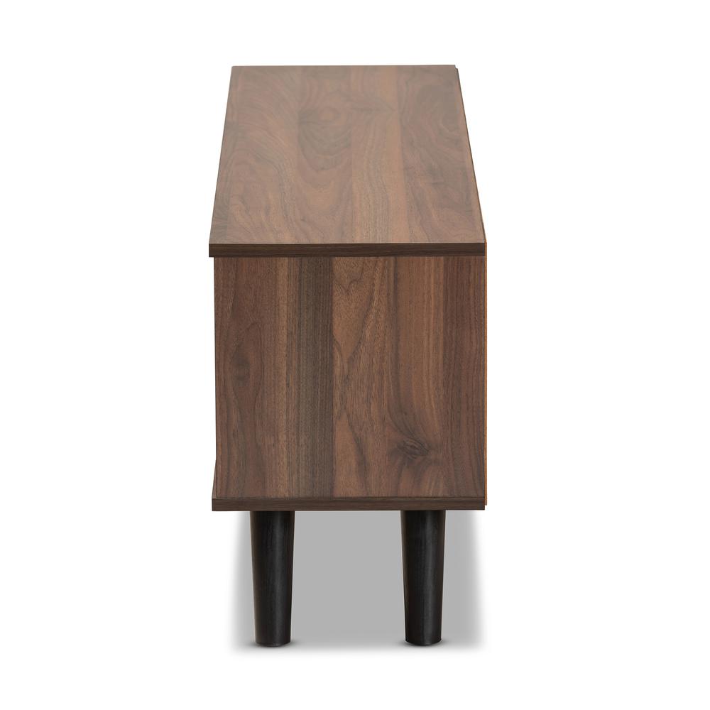 Two-Tone Walnut Brown and Grey Finished Wood TV Stand. Picture 12