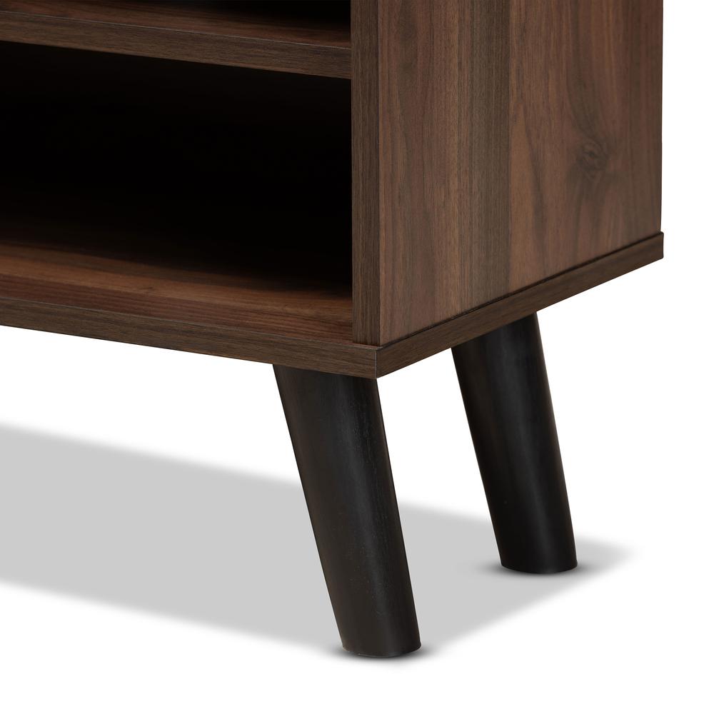 Two-Tone Walnut Brown and Grey Finished Wood TV Stand. Picture 13