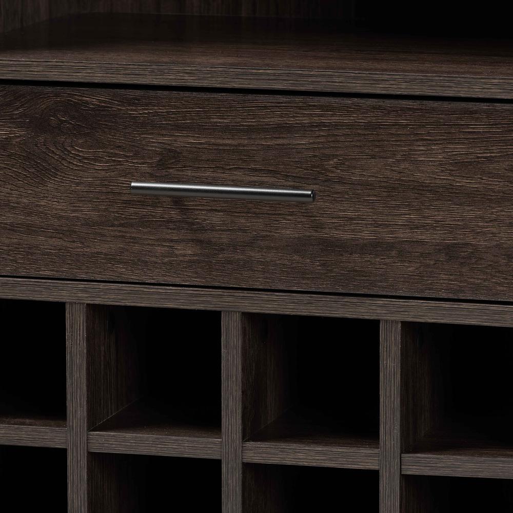 Dark Brown Finished Wood 1-Drawer Wine Storage Cabinet. Picture 14