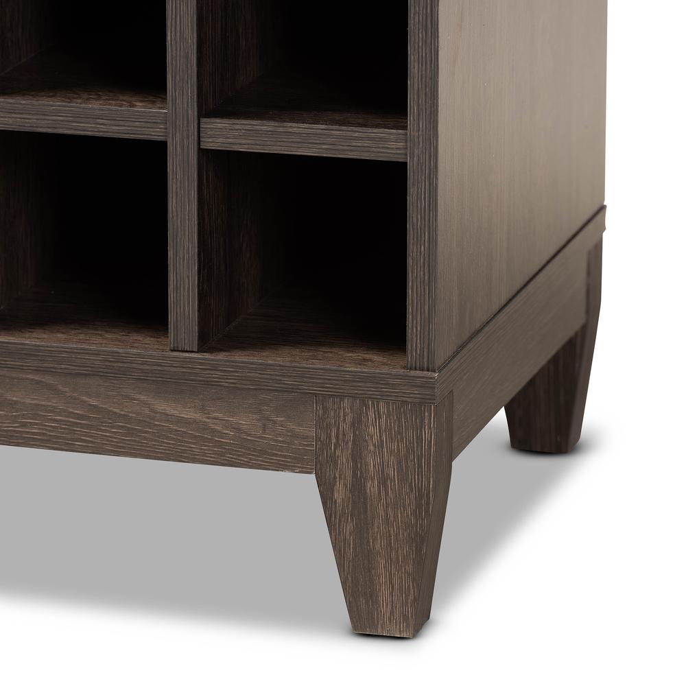 Dark Brown Finished Wood 1-Drawer Wine Storage Cabinet. Picture 15