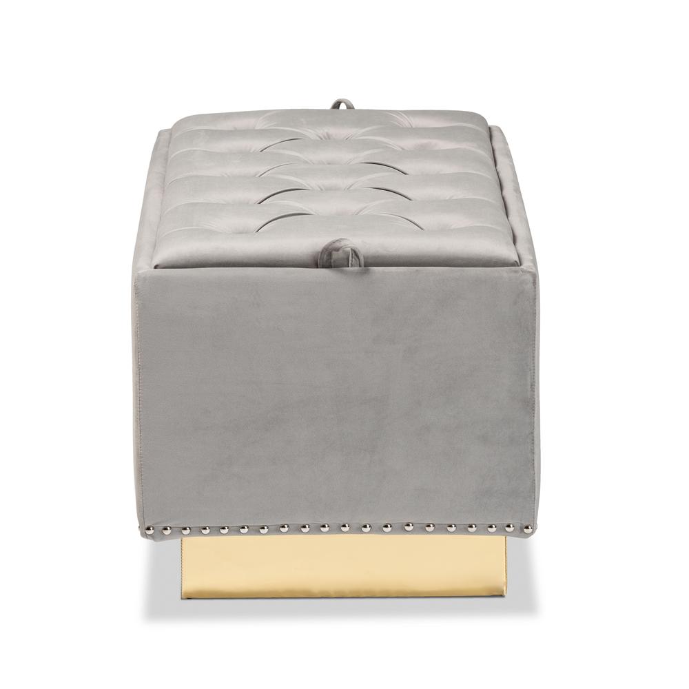 Gold PU Leather Storage Ottoman. Picture 14