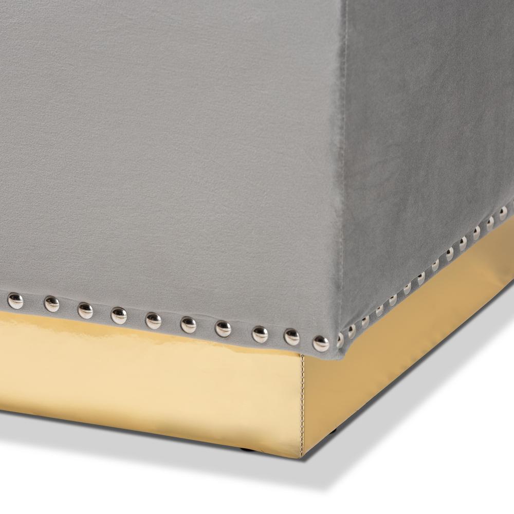 Gold PU Leather Storage Ottoman. Picture 16