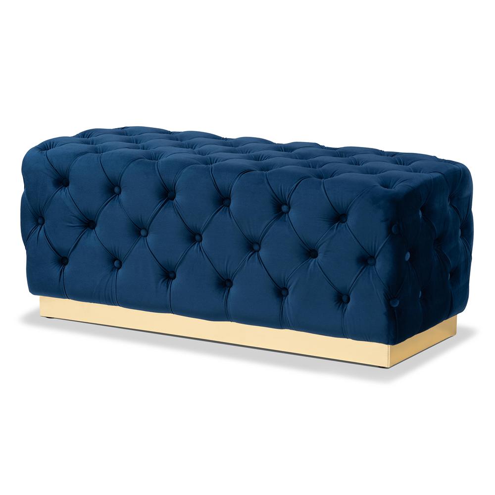 Gold PU Leather Ottoman. Picture 8