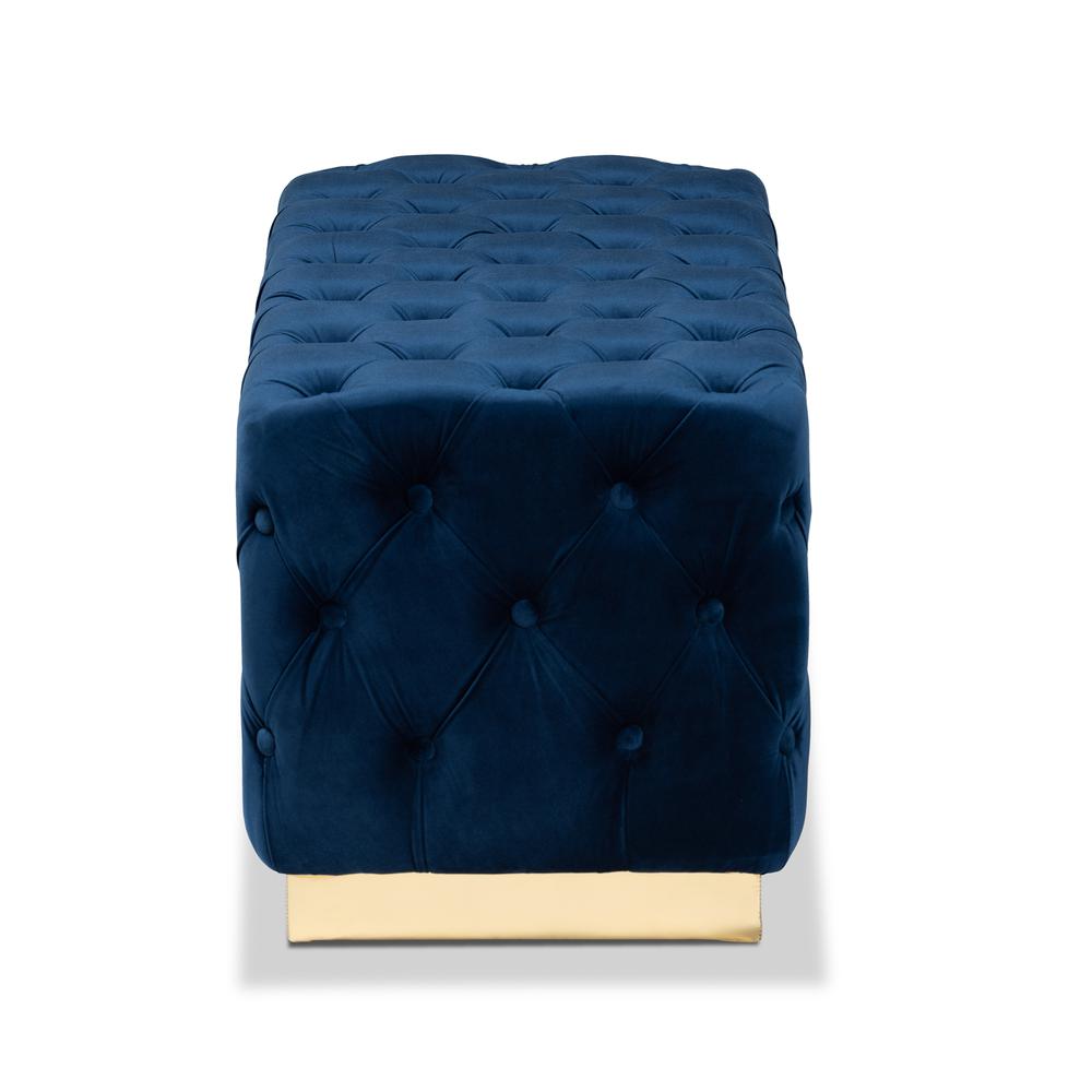 Gold PU Leather Ottoman. Picture 10
