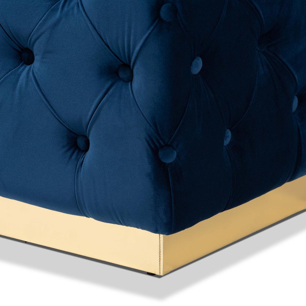 Gold PU Leather Ottoman. Picture 11