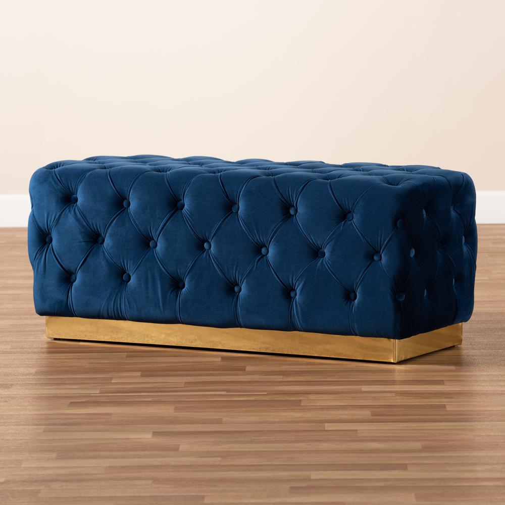 Gold PU Leather Ottoman. Picture 13