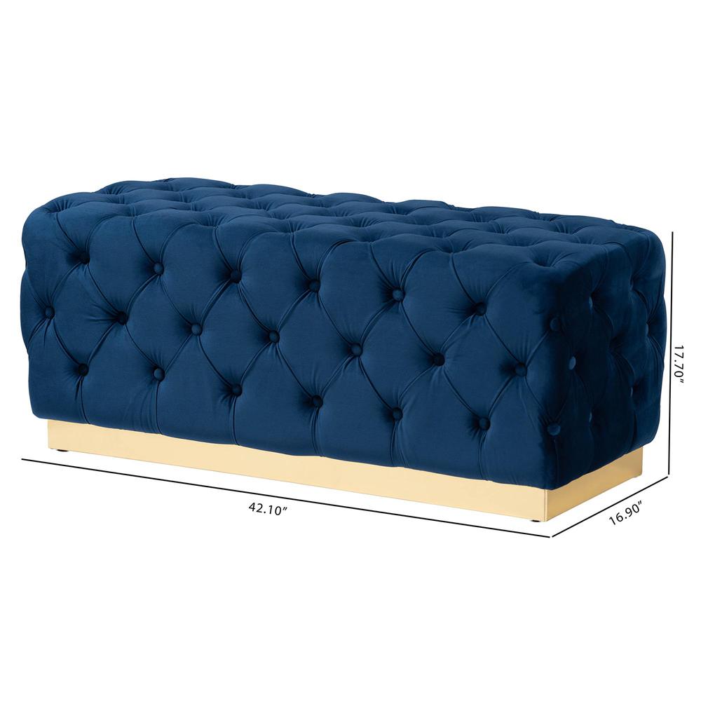 Gold PU Leather Ottoman. Picture 14