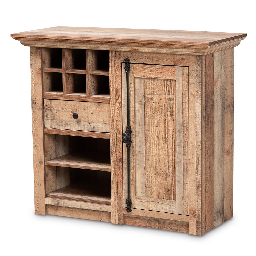 Farmhouse Rustic Oak Brown Finished Wood 1-Door Dining Room Sideboard Buffet. Picture 11