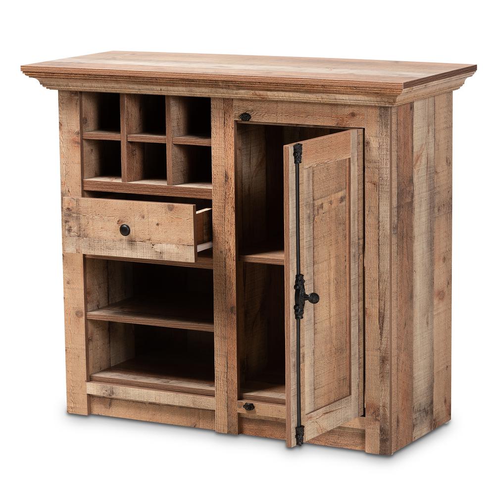Farmhouse Rustic Oak Brown Finished Wood 1-Door Dining Room Sideboard Buffet. Picture 12