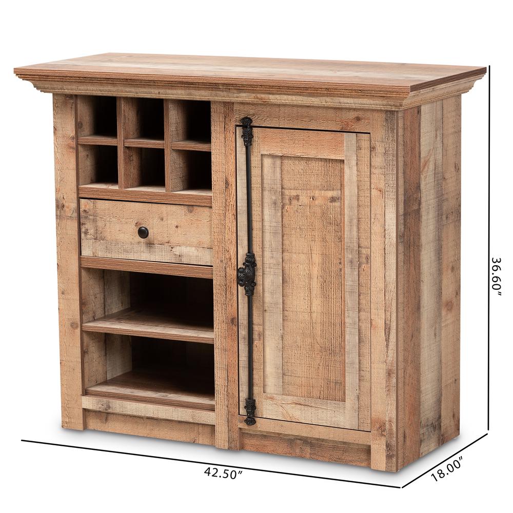 Farmhouse Rustic Oak Brown Finished Wood 1-Door Dining Room Sideboard Buffet. Picture 19