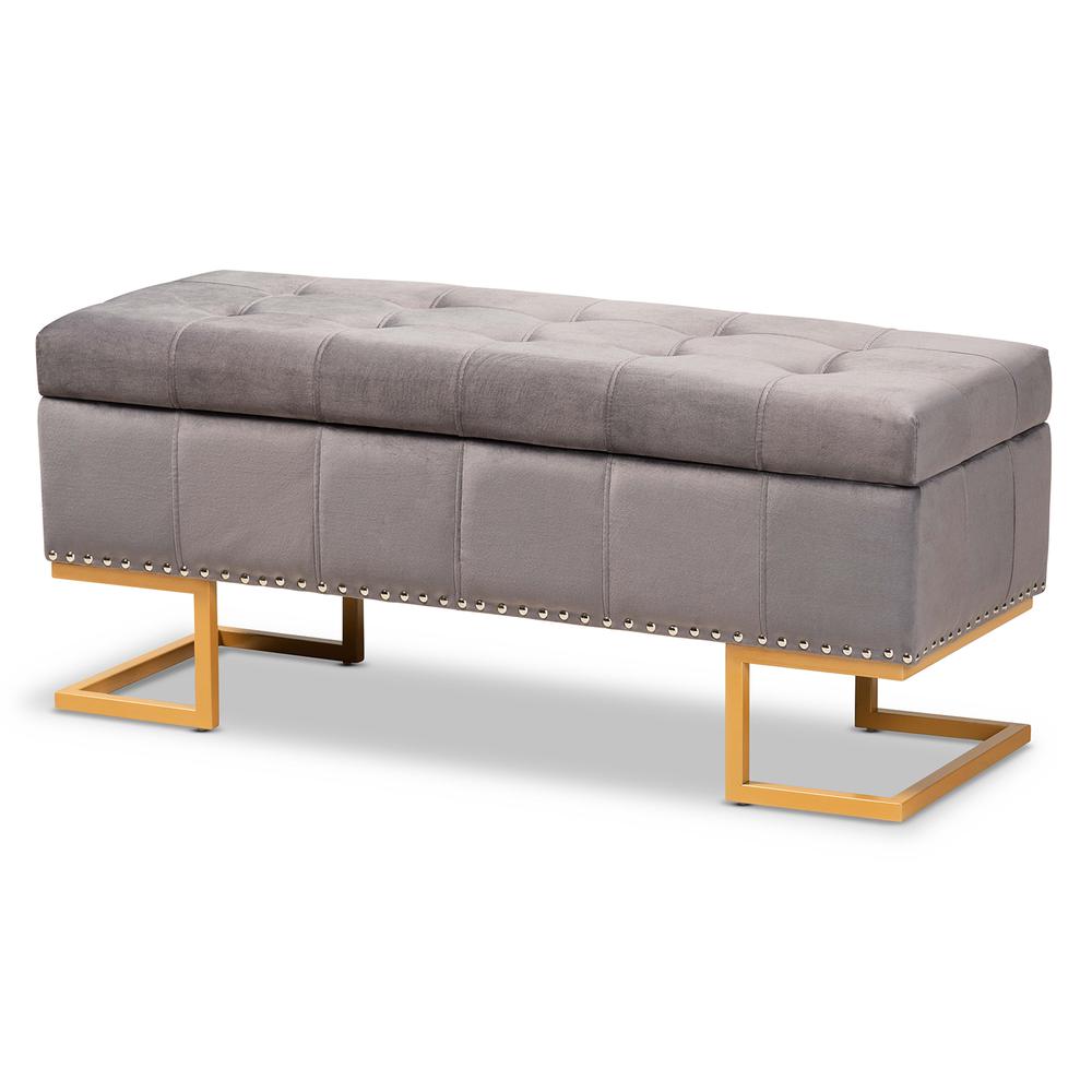 Gold Finished Metal Storage Ottoman. Picture 12