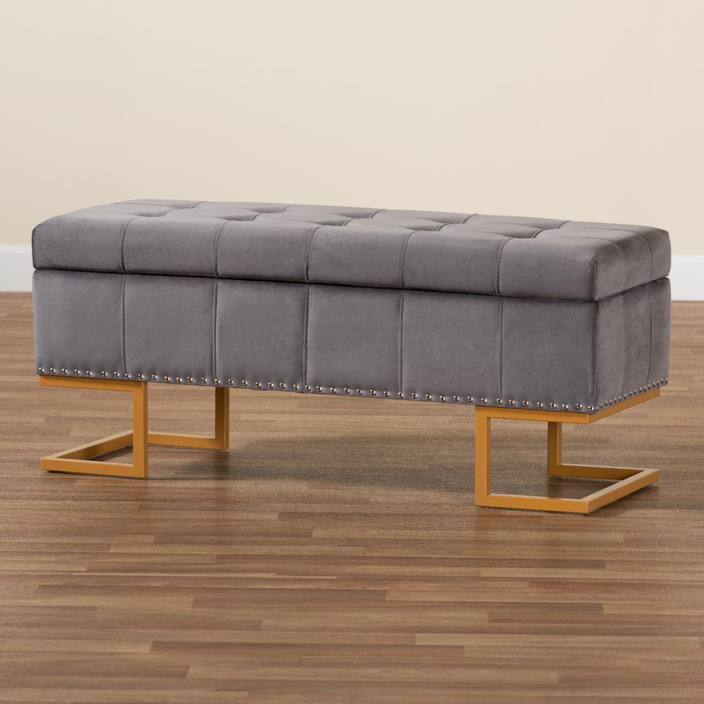 Gold Finished Metal Storage Ottoman. Picture 21