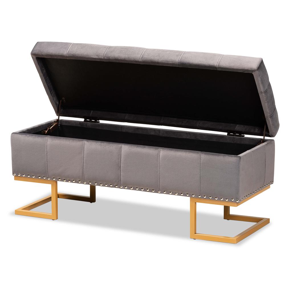 Gold Finished Metal Storage Ottoman. Picture 13
