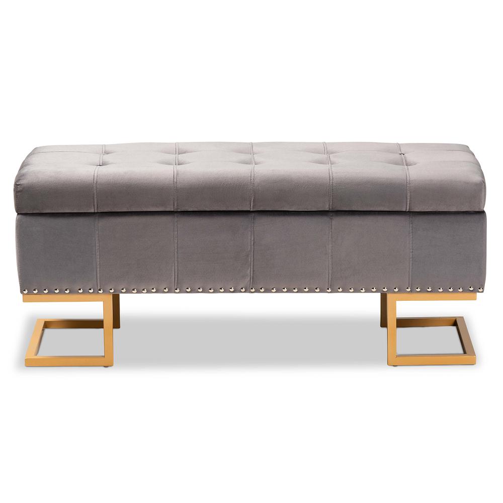 Gold Finished Metal Storage Ottoman. Picture 14