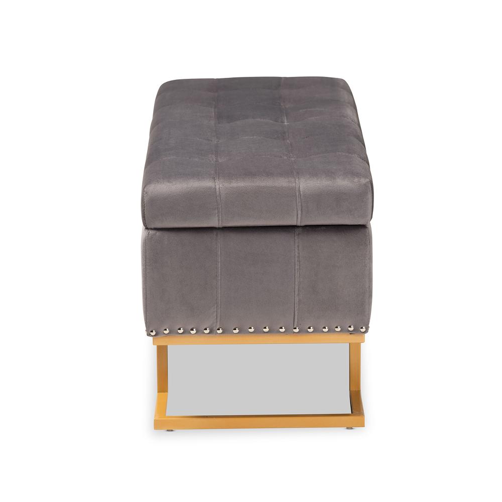 Gold Finished Metal Storage Ottoman. Picture 15