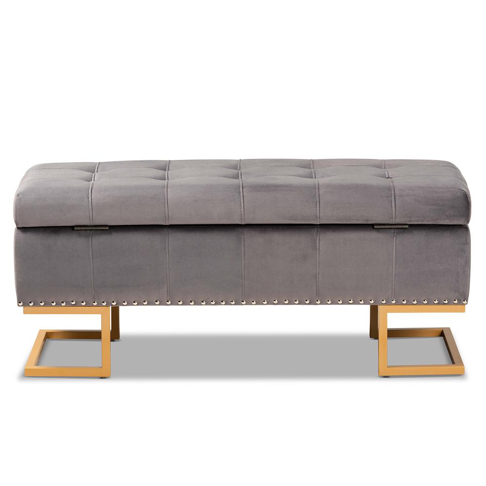 Gold Finished Metal Storage Ottoman. Picture 16