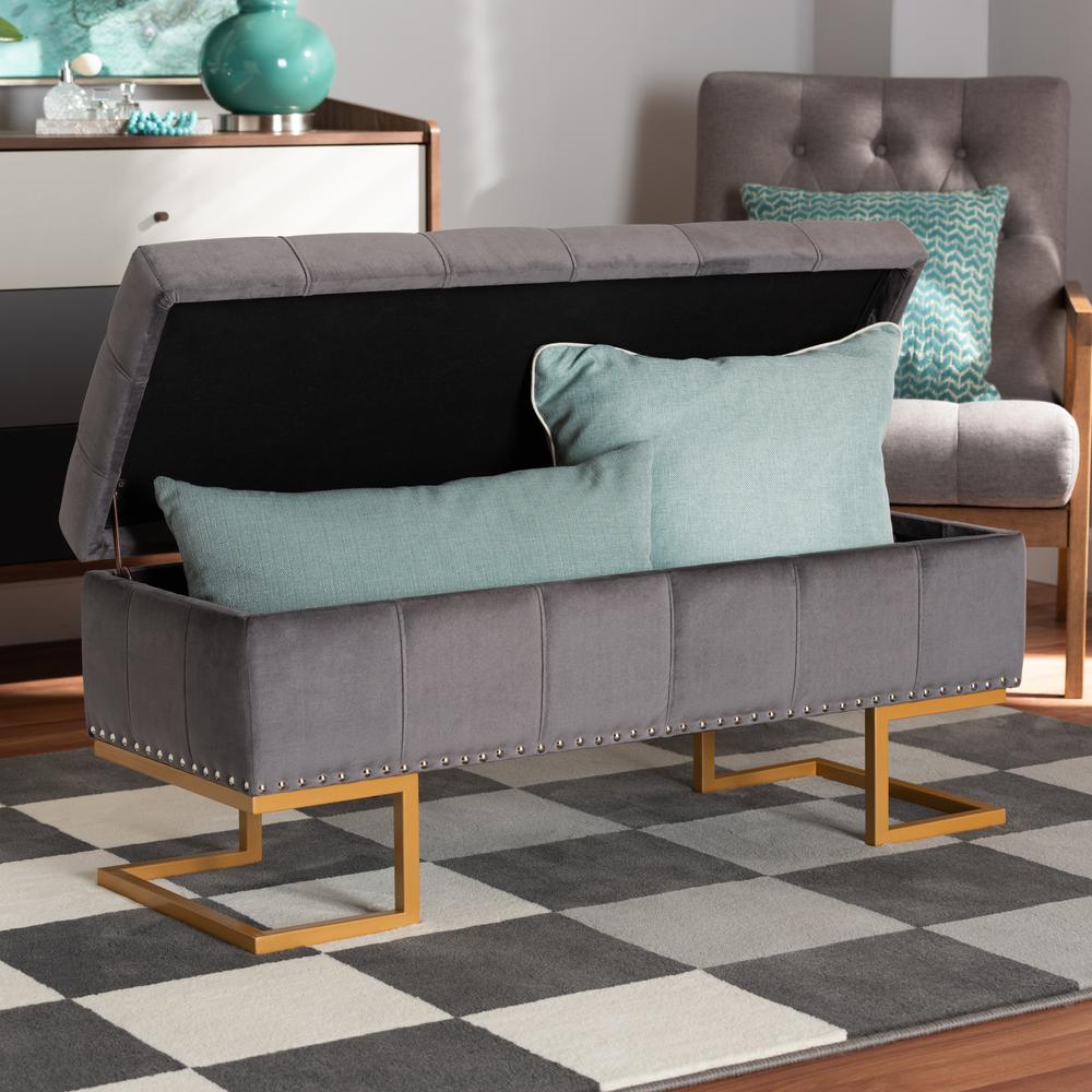 Gold Finished Metal Storage Ottoman. Picture 20