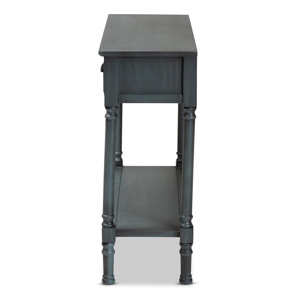 Garvey French Provincial Dark Blue Gray Wood 3-Drawer Entryway Console Table. Picture 13