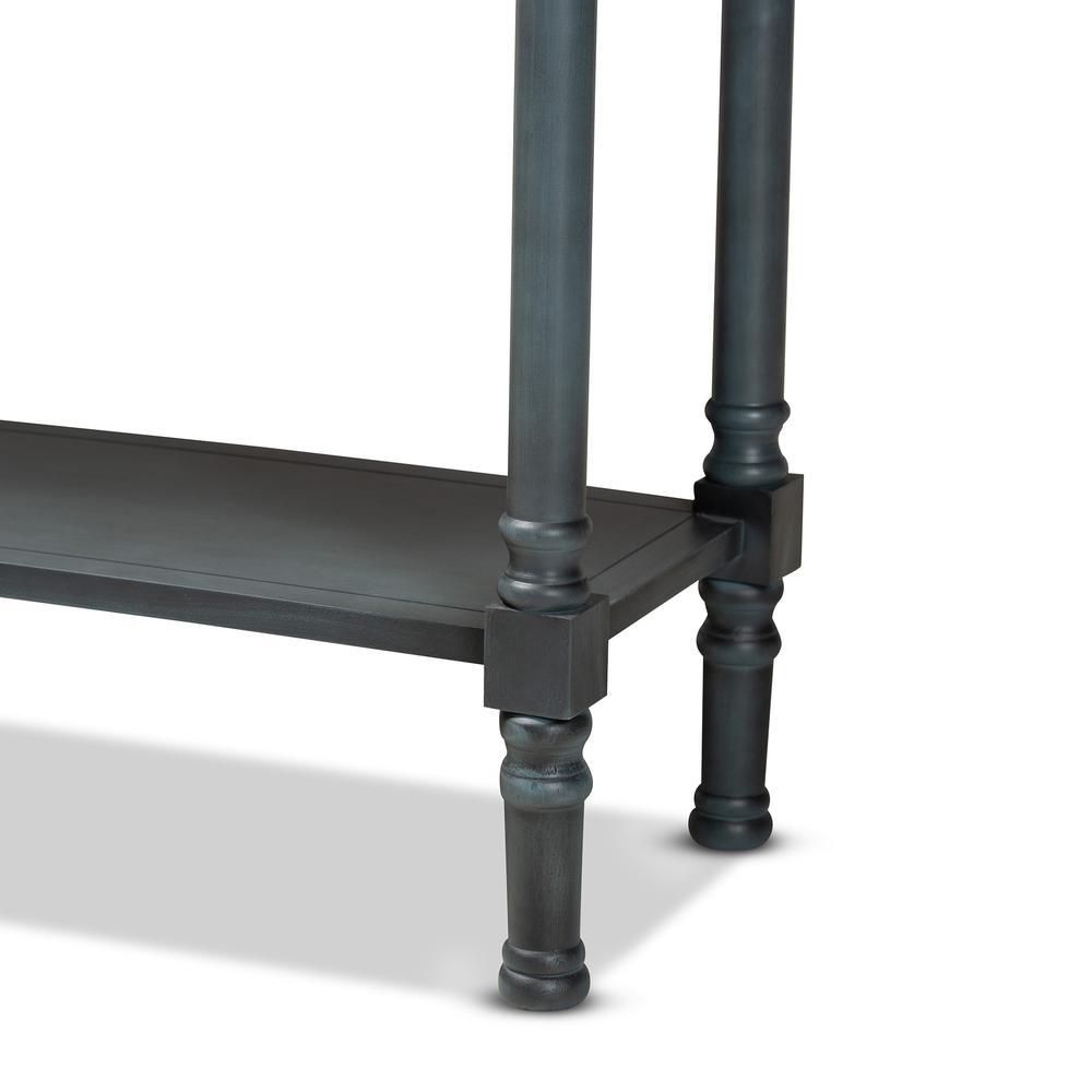 Garvey French Provincial Dark Blue Gray Wood 3-Drawer Entryway Console Table. Picture 15